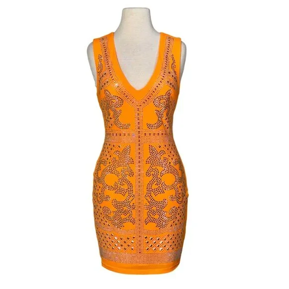 open lace back dress Orange Satin Cowl Neck Midi Dress